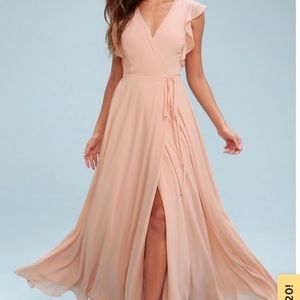 Lulus Blush Pink Chiffon Wrap Dress (Shorten)